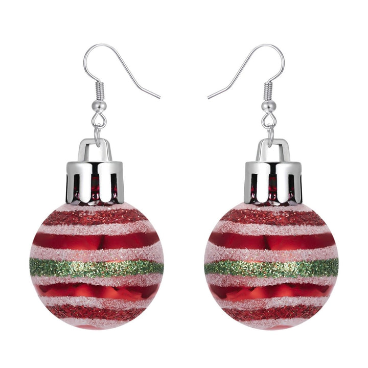 Women Earrings Round Ball Pendant Snowflakes Pattern Jewelry Christmas Bulb Five-pointed Star Dangle Earrings Image 3
