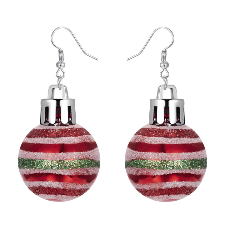 Women Earrings Round Ball Pendant Snowflakes Pattern Jewelry Christmas Bulb Five-pointed Star Dangle Earrings Image 3