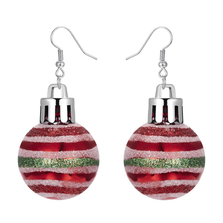 Women Earrings Round Ball Pendant Snowflakes Pattern Jewelry Christmas Bulb Five-pointed Star Dangle Earrings Image 1