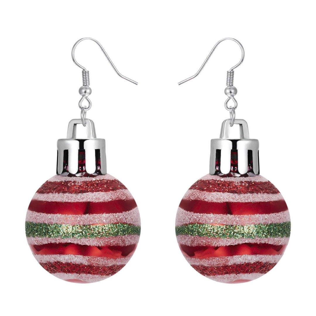 Women Earrings Round Ball Pendant Snowflakes Pattern Jewelry Christmas Bulb Five-pointed Star Dangle Earrings Image 1