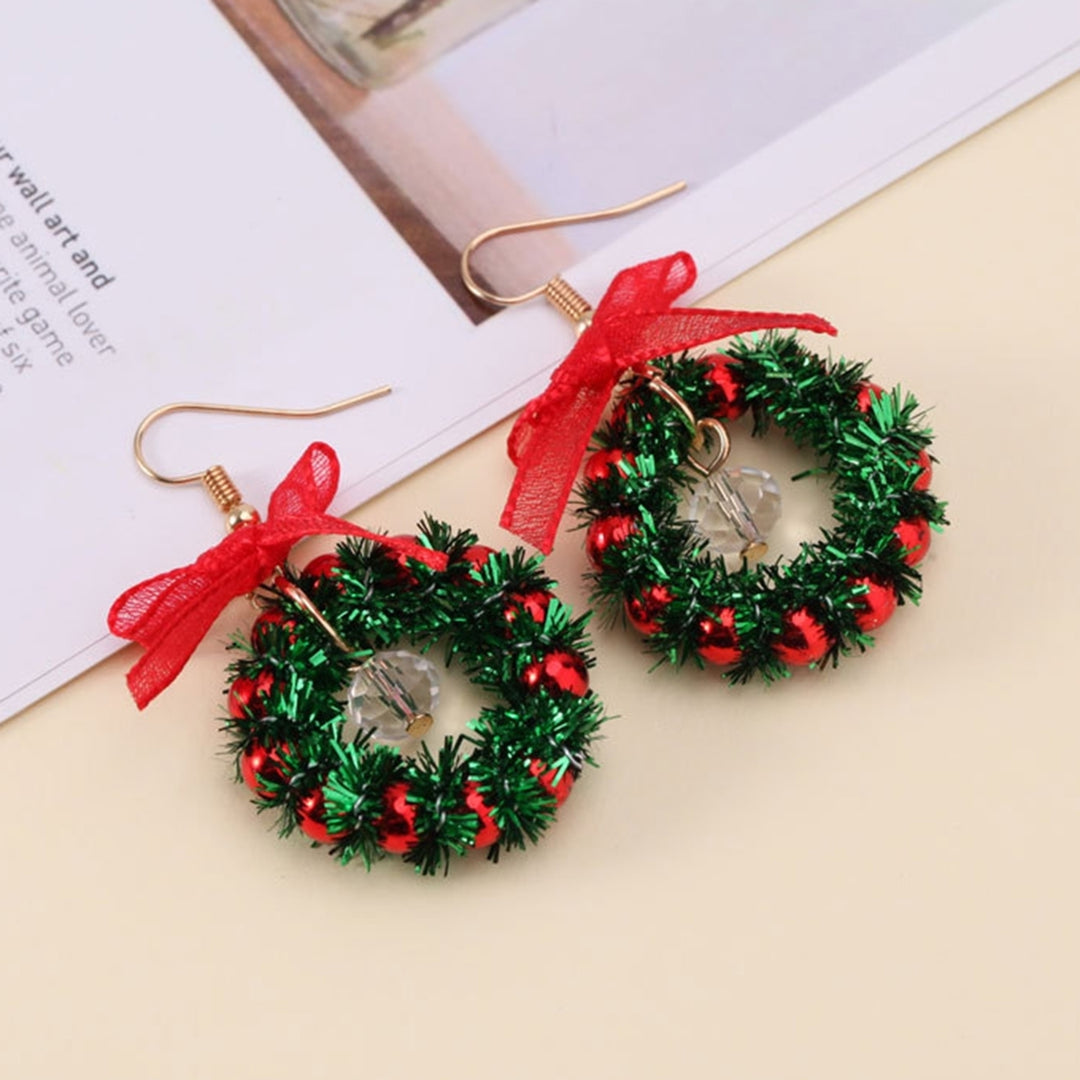 Women Earrings Christmas Tree Wreath Faux Crystal Jewelry Lightweight All Match Colorful Balls Dangle Earrings Image 1