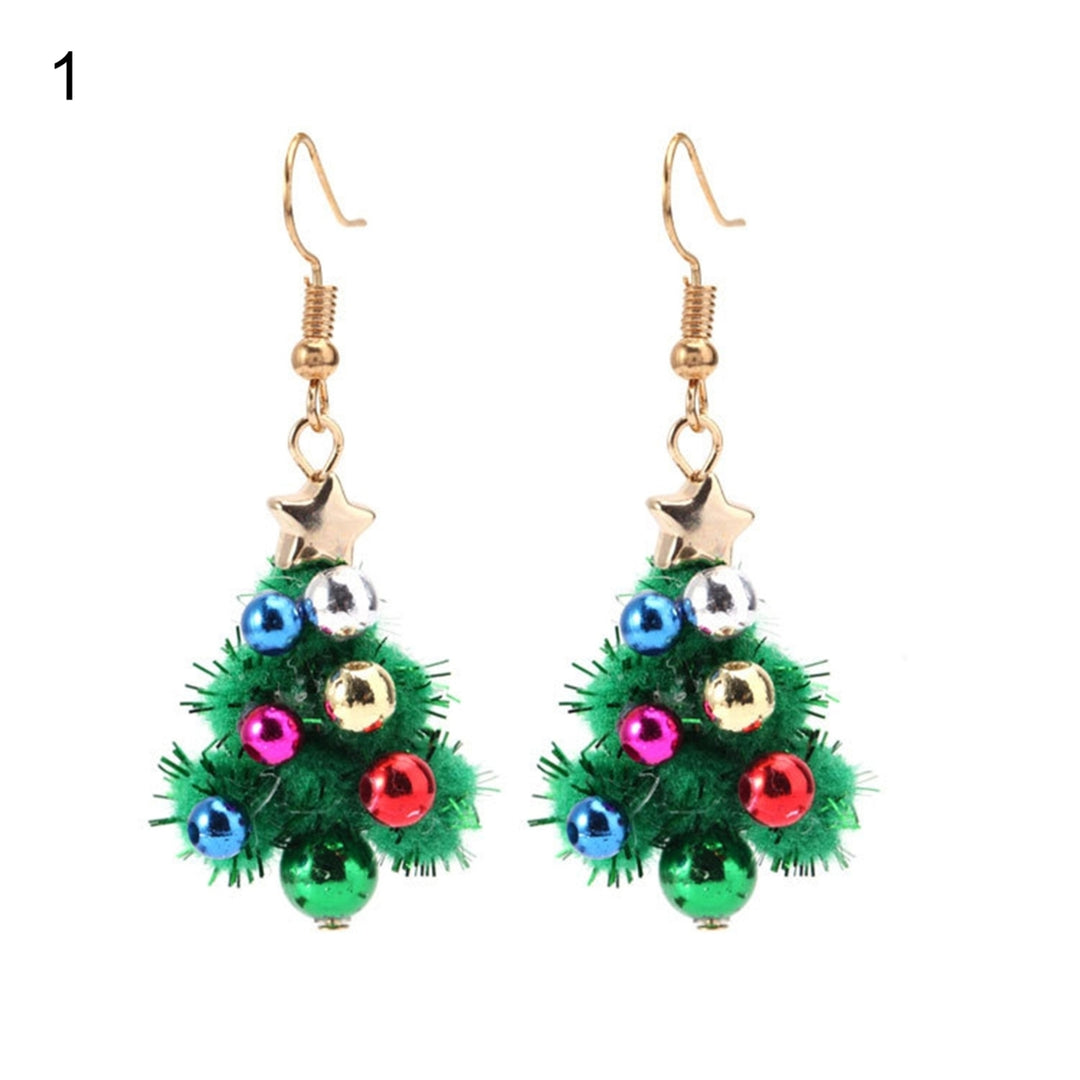 Women Earrings Christmas Tree Wreath Faux Crystal Jewelry Lightweight All Match Colorful Balls Dangle Earrings Image 2