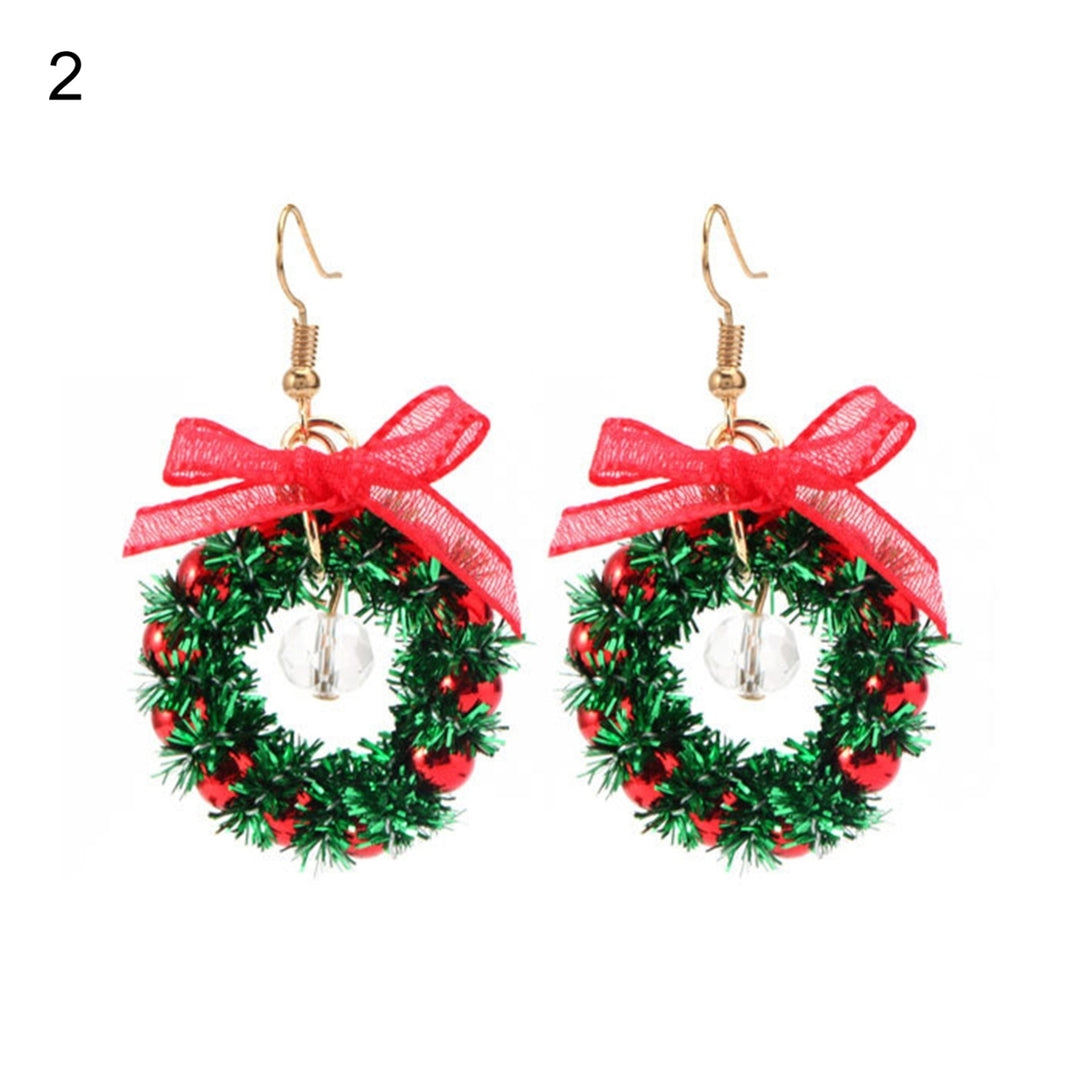 Women Earrings Christmas Tree Wreath Faux Crystal Jewelry Lightweight All Match Colorful Balls Dangle Earrings Image 3