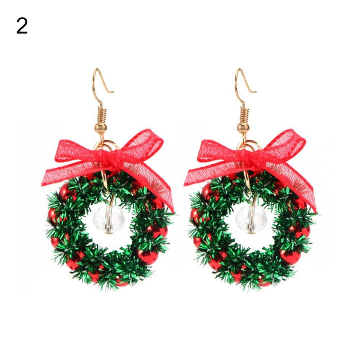 Women Earrings Christmas Tree Wreath Faux Crystal Jewelry Lightweight All Match Colorful Balls Dangle Earrings Image 1