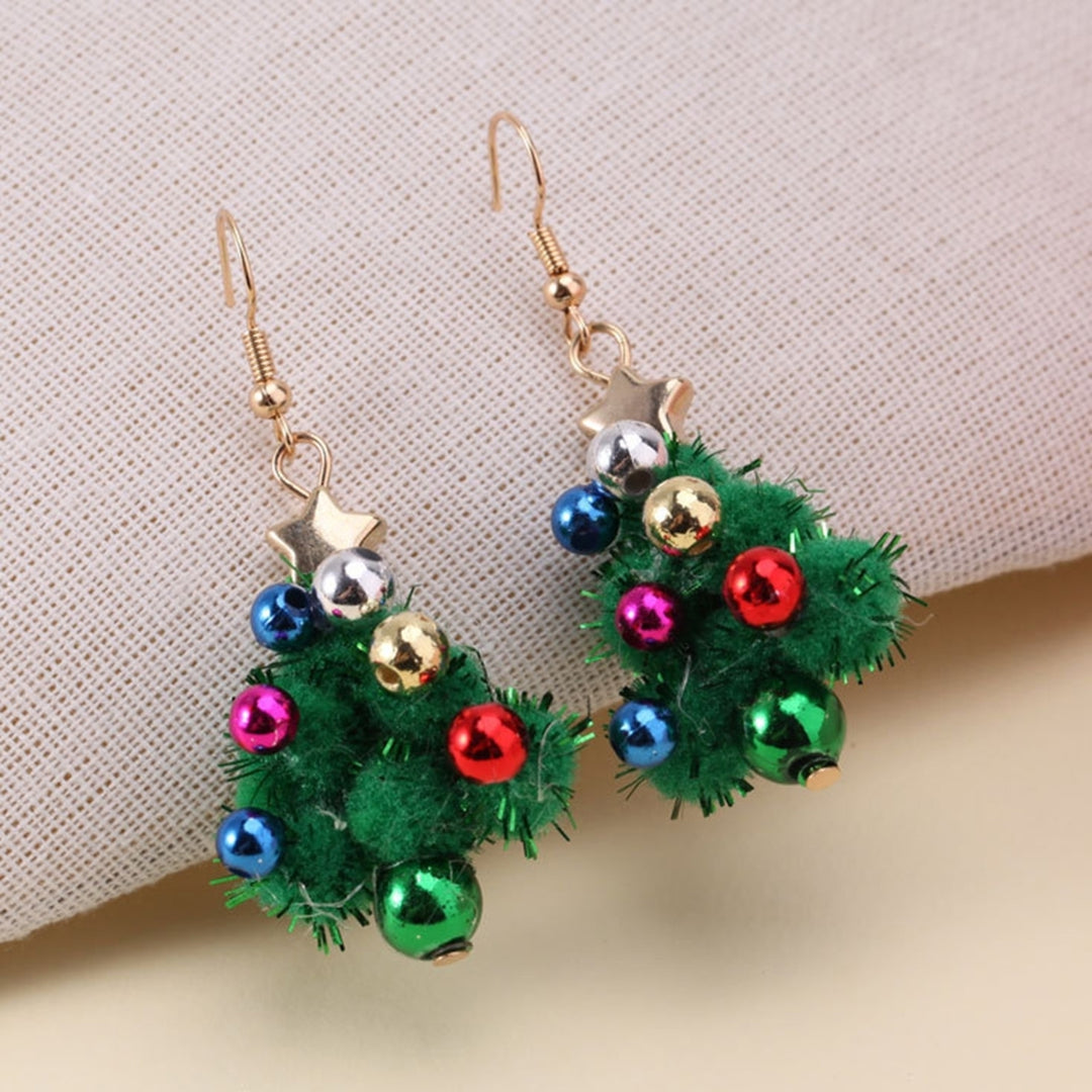 Women Earrings Christmas Tree Wreath Faux Crystal Jewelry Lightweight All Match Colorful Balls Dangle Earrings Image 4