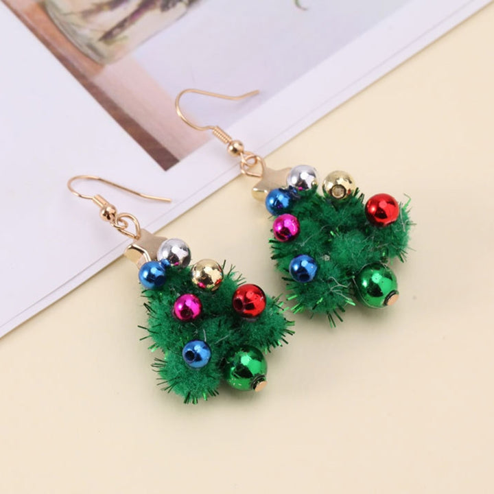 Women Earrings Christmas Tree Wreath Faux Crystal Jewelry Lightweight All Match Colorful Balls Dangle Earrings Image 4