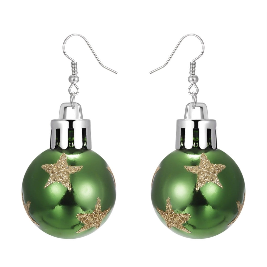 Women Earrings Round Ball Pendant Snowflakes Pattern Jewelry Christmas Bulb Five-pointed Star Dangle Earrings Image 9