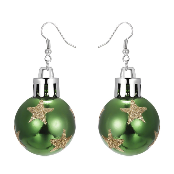 Women Earrings Round Ball Pendant Snowflakes Pattern Jewelry Christmas Bulb Five-pointed Star Dangle Earrings Image 9