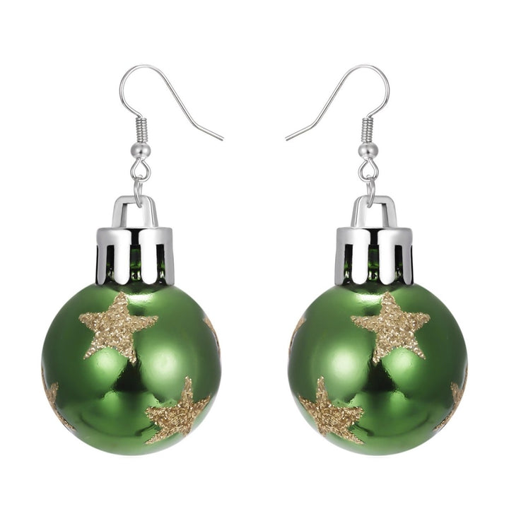 Women Earrings Round Ball Pendant Snowflakes Pattern Jewelry Christmas Bulb Five-pointed Star Dangle Earrings Image 9