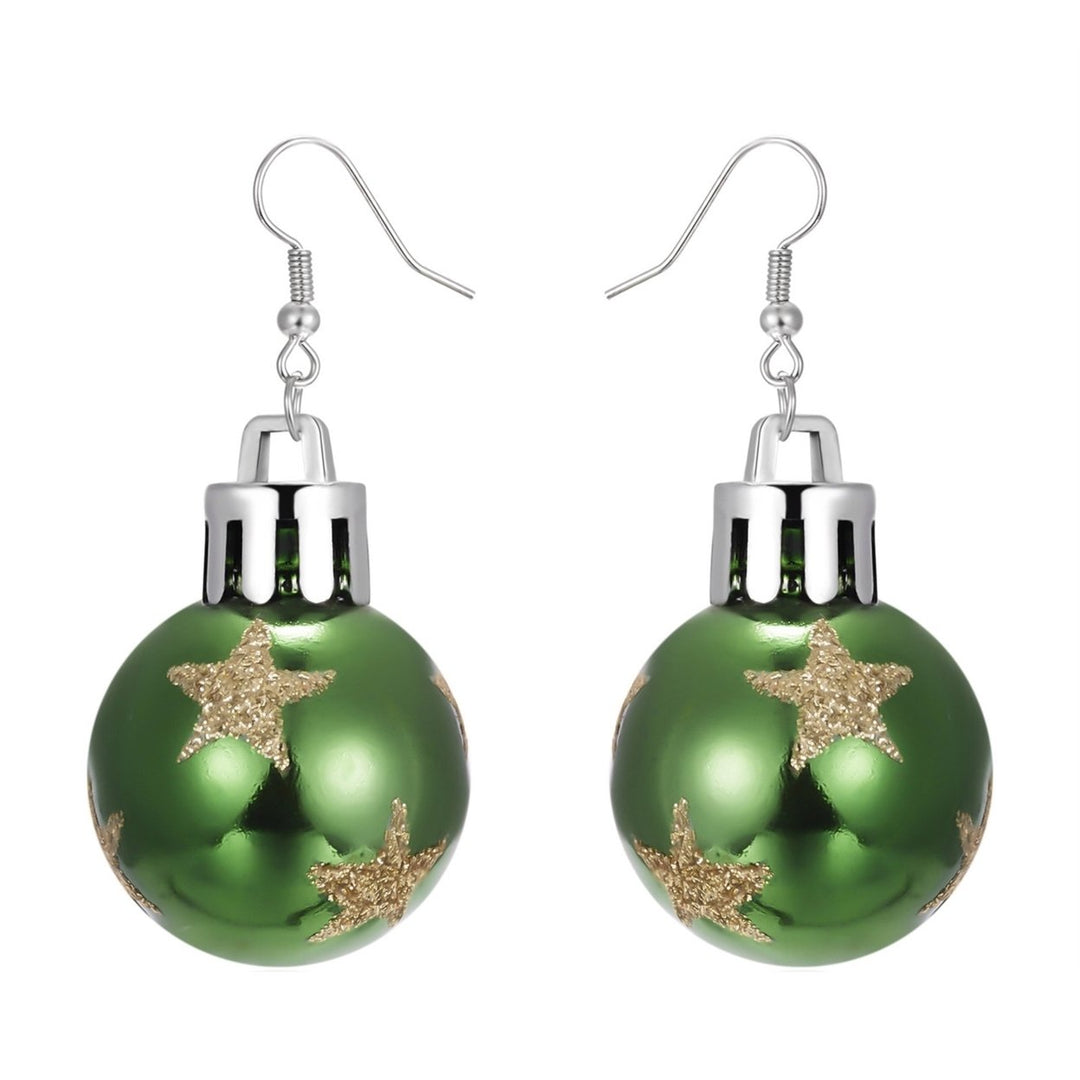 Women Earrings Round Ball Pendant Snowflakes Pattern Jewelry Christmas Bulb Five-pointed Star Dangle Earrings Image 1