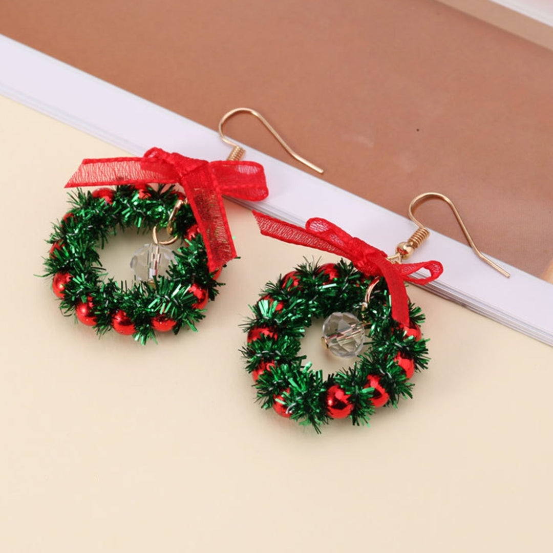 Women Earrings Christmas Tree Wreath Faux Crystal Jewelry Lightweight All Match Colorful Balls Dangle Earrings Image 6