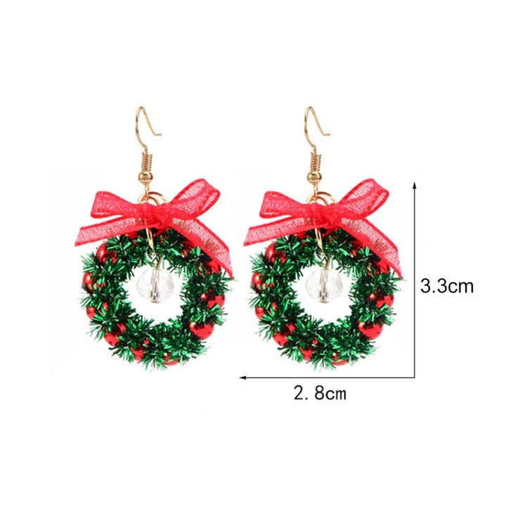 Women Earrings Christmas Tree Wreath Faux Crystal Jewelry Lightweight All Match Colorful Balls Dangle Earrings Image 7