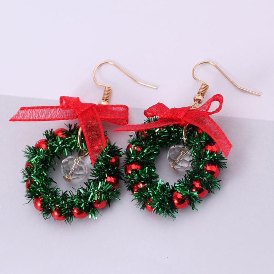 Women Earrings Christmas Tree Wreath Faux Crystal Jewelry Lightweight All Match Colorful Balls Dangle Earrings Image 8