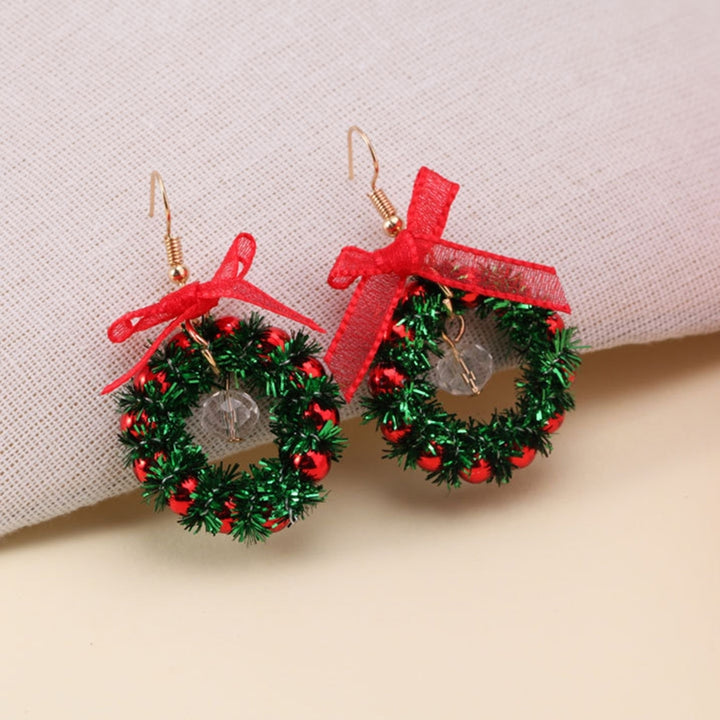 Women Earrings Christmas Tree Wreath Faux Crystal Jewelry Lightweight All Match Colorful Balls Dangle Earrings Image 9