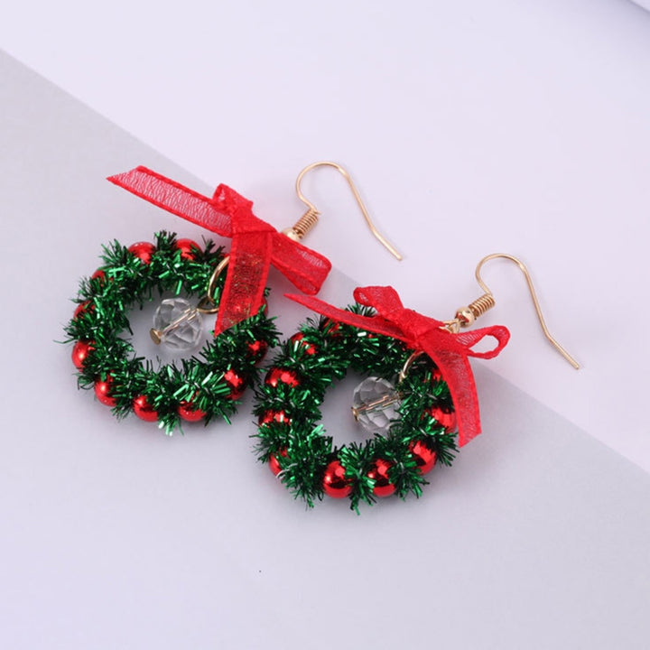 Women Earrings Christmas Tree Wreath Faux Crystal Jewelry Lightweight All Match Colorful Balls Dangle Earrings Image 10