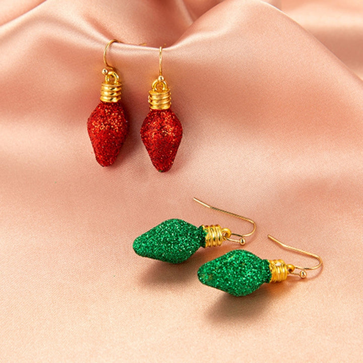 1 Pair Women Hoop Earrings Christmas Wreath Festive Small Bells Lightweight Tree Ball Hook Earrings for Festival Image 8