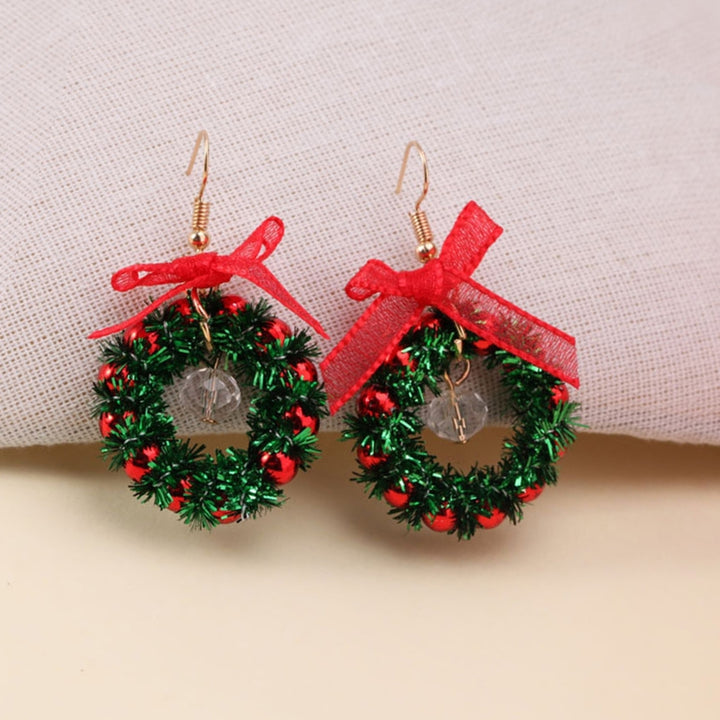 Women Earrings Christmas Tree Wreath Faux Crystal Jewelry Lightweight All Match Colorful Balls Dangle Earrings Image 11