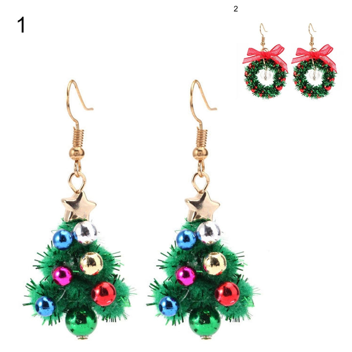 Women Earrings Christmas Tree Wreath Faux Crystal Jewelry Lightweight All Match Colorful Balls Dangle Earrings Image 12