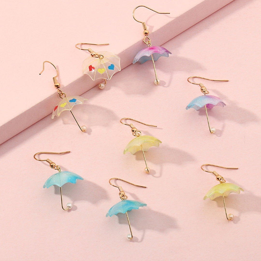 1 Pair Women Earrings Umbrella Contrast Color Jewelry All Match Lightweight Cute Hook Earrings for Wedding Image 1