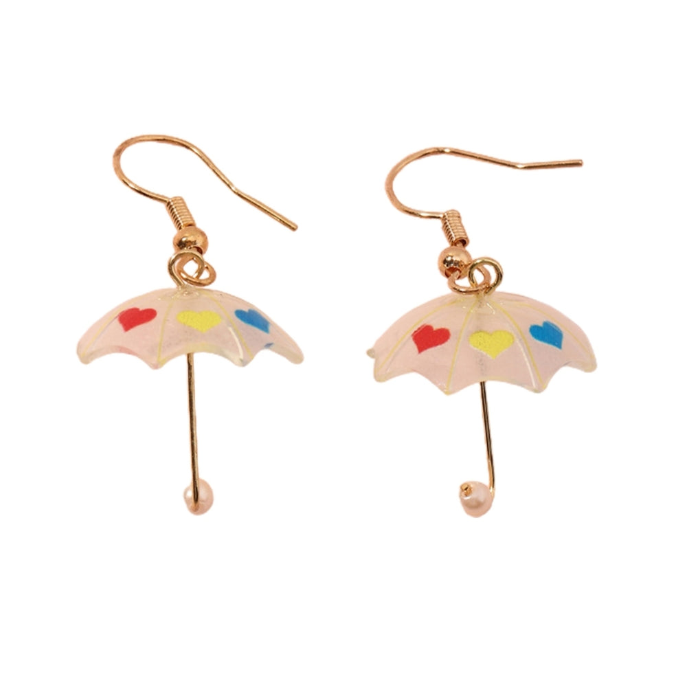 1 Pair Women Earrings Umbrella Contrast Color Jewelry All Match Lightweight Cute Hook Earrings for Wedding Image 2