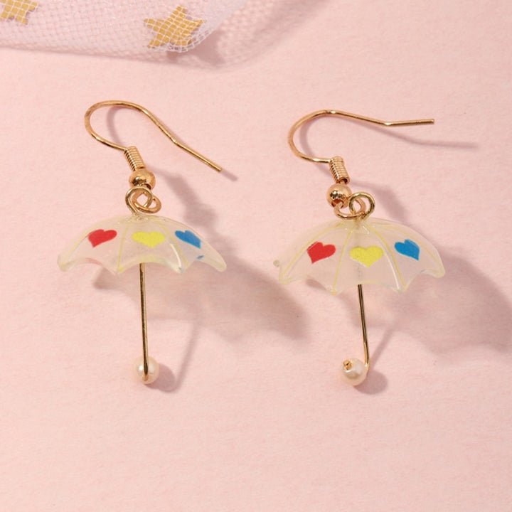 1 Pair Women Earrings Umbrella Contrast Color Jewelry All Match Lightweight Cute Hook Earrings for Wedding Image 6