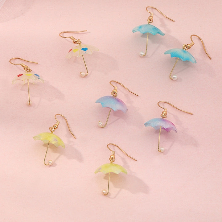 1 Pair Women Earrings Umbrella Contrast Color Jewelry All Match Lightweight Cute Hook Earrings for Wedding Image 10