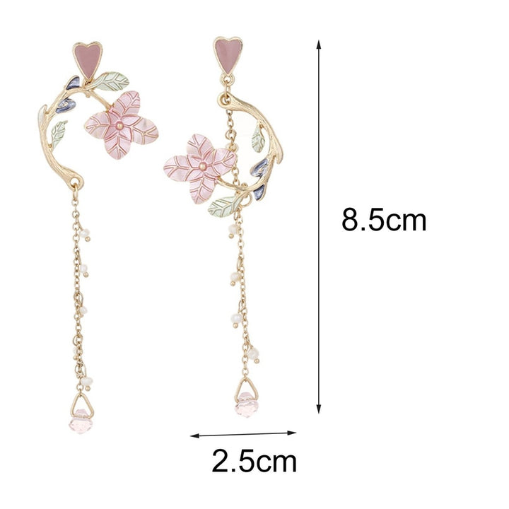 1 Pair Stud Earrings Asymmetric Flower Jewelry All Match Tassel Dangle Earrings for Dating Image 7