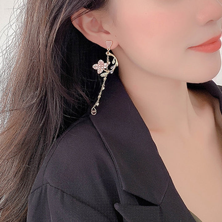 1 Pair Stud Earrings Asymmetric Flower Jewelry All Match Tassel Dangle Earrings for Dating Image 9