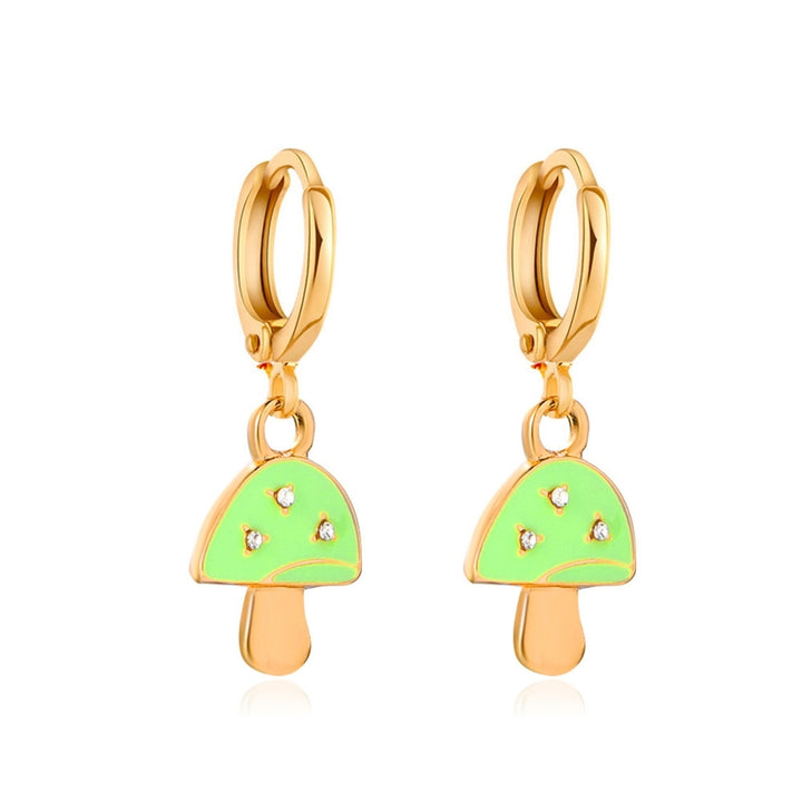 1 Pair Mushroom Shape Rhinestone Drop Earrings Alloy Piercing Bright Color Clip Earrings Jewelry Accessory Image 4