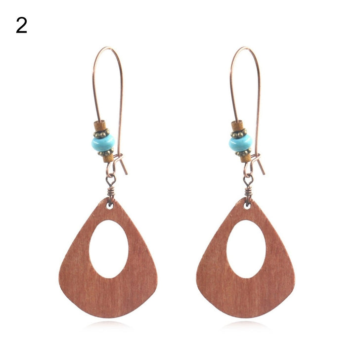 1 Pair Flower Shape Bohemia Drop Earrings Wood Waterdrop Shape Beads Hook Earrings Jewelry Gift Image 1