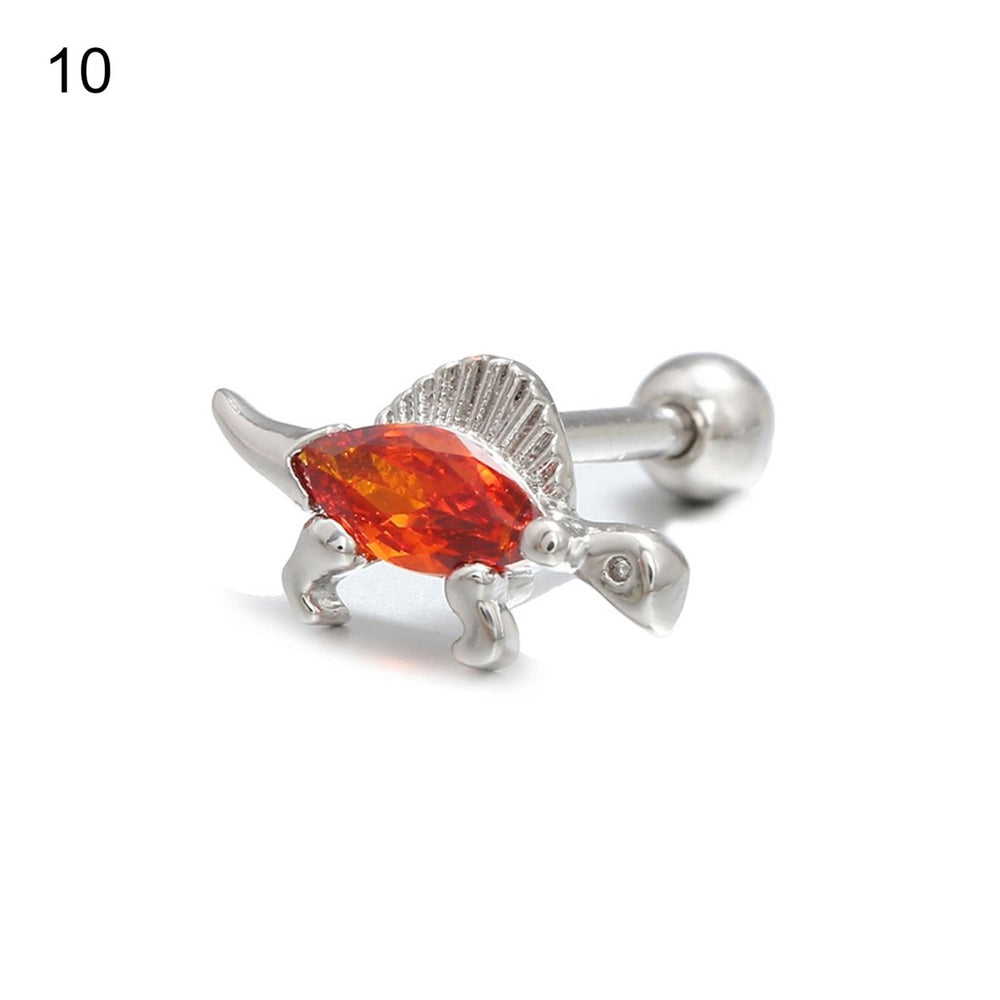 1Pc Dinosaur Shape Small Women Earring Alloy Cubic Zirconia Stud Earring Jewelry Accessory Image 2