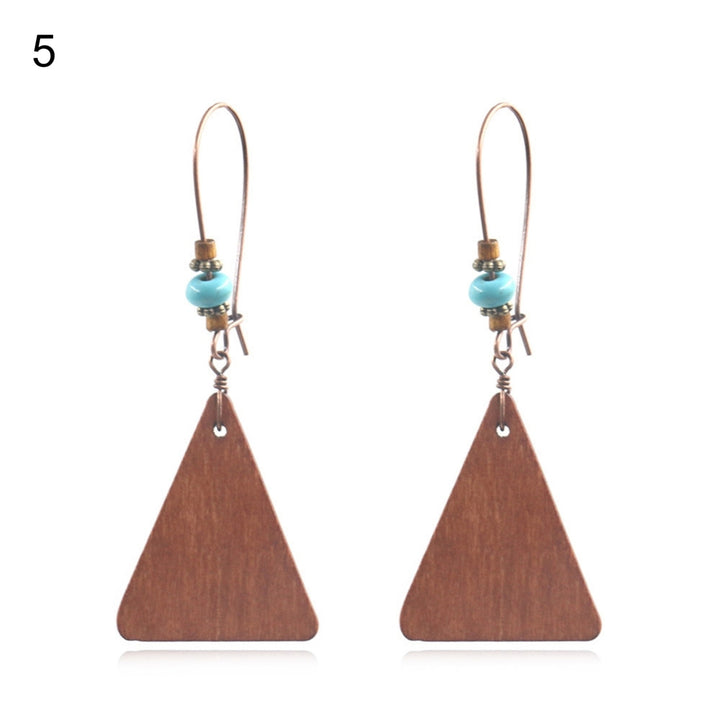 1 Pair Flower Shape Bohemia Drop Earrings  Wood Waterdrop Shape Beads Hook Earrings Jewelry Gift Image 6