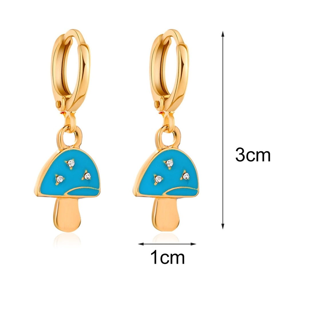 1 Pair Mushroom Shape Rhinestone Drop Earrings Alloy Piercing Bright Color Clip Earrings Jewelry Accessory Image 9