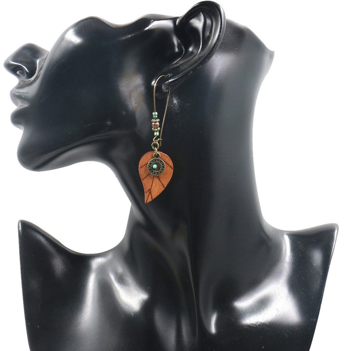 1 Pair Flower Shape Bohemia Drop Earrings  Wood Waterdrop Shape Beads Hook Earrings Jewelry Gift Image 7