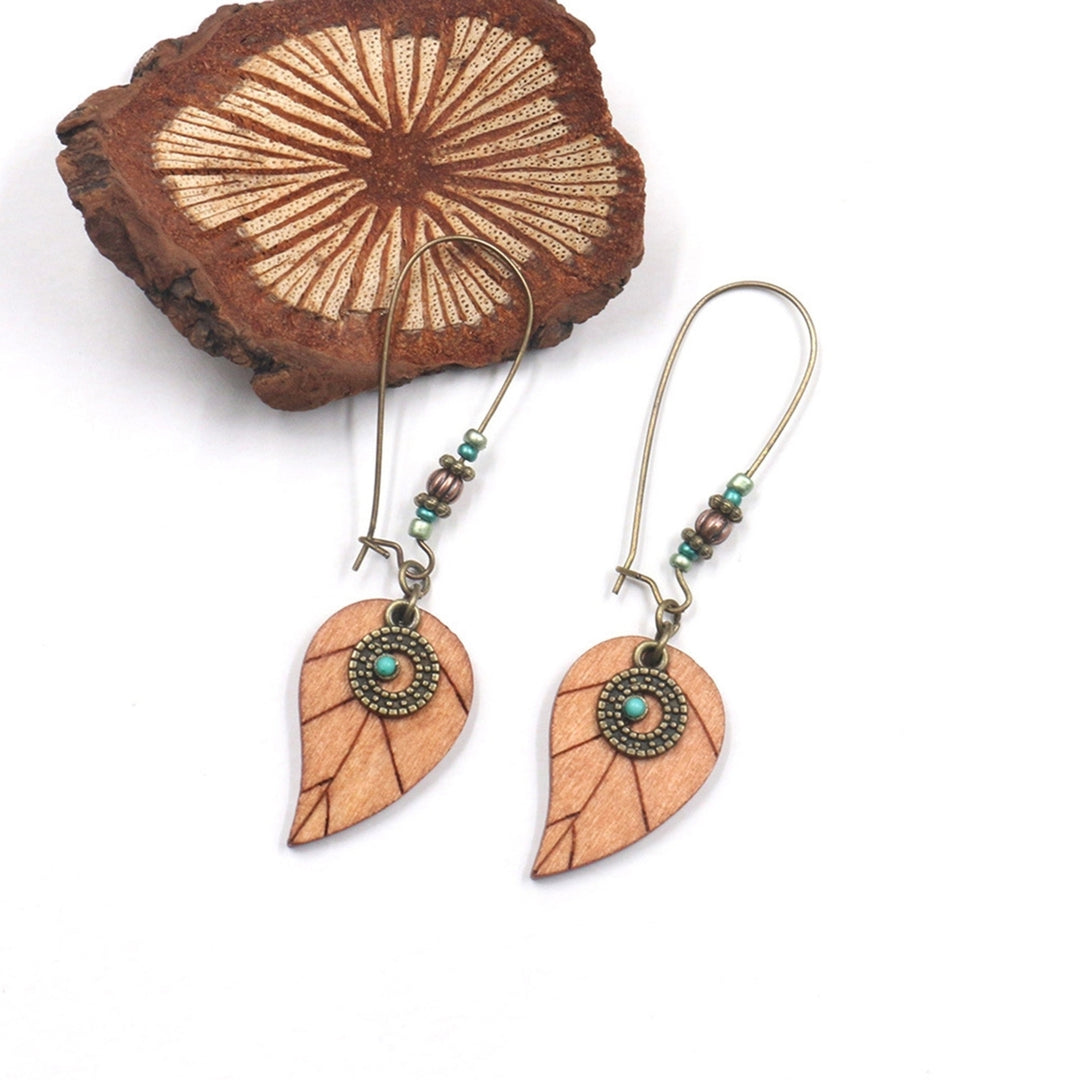 1 Pair Flower Shape Bohemia Drop Earrings  Wood Waterdrop Shape Beads Hook Earrings Jewelry Gift Image 8