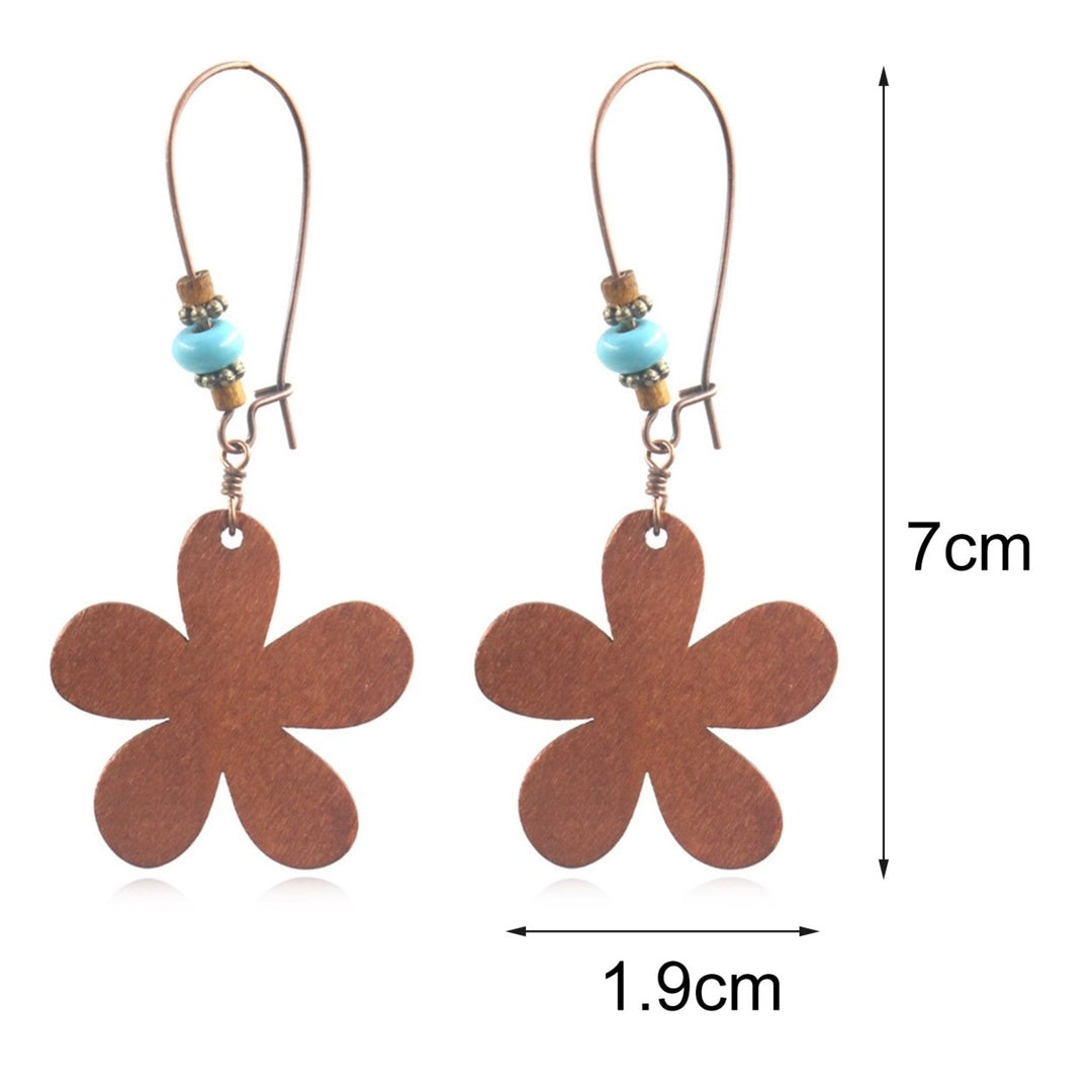 1 Pair Flower Shape Bohemia Drop Earrings  Wood Waterdrop Shape Beads Hook Earrings Jewelry Gift Image 10