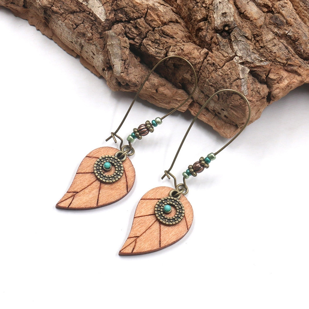 1 Pair Flower Shape Bohemia Drop Earrings  Wood Waterdrop Shape Beads Hook Earrings Jewelry Gift Image 12