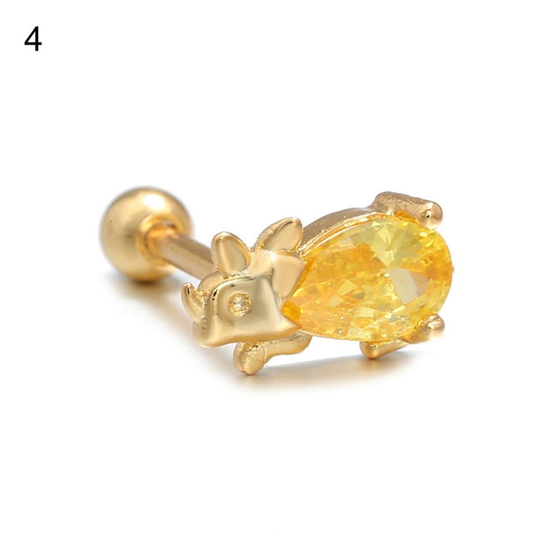 1Pc Dinosaur Shape Small Women Earring Alloy Cubic Zirconia Stud Earring Jewelry Accessory Image 1