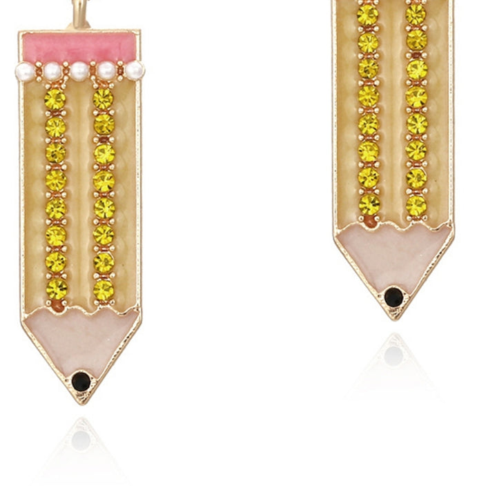 1 Pair Stud Earrings Pencil Shape Faux Pearls Jewelry Shiny Rhinestone Lightweight Drop Earrings for Dating Image 12