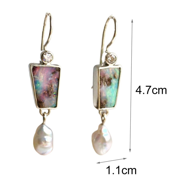 1 Pair Women Drop Earrings Colorful Faux Stone Faux Pearl Exquisite Rhinestone Shiny Hook Earrings for Daily Wear Image 4