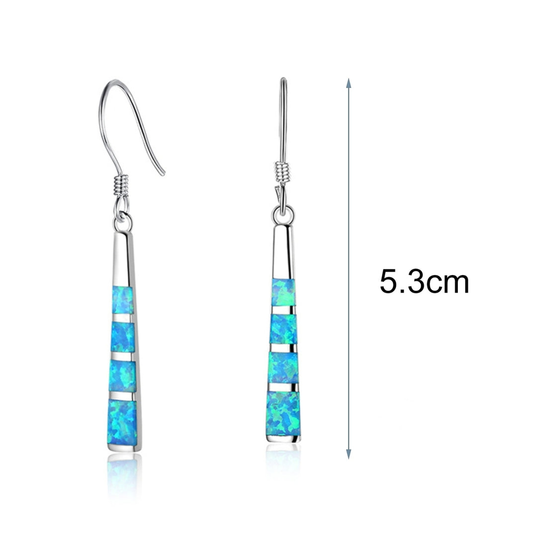 1 Pair Hook Earrings Trapezoid Pendant Blue Faux Stone Women Shiny All Match Lightweight Dangle Earrings for Dating Image 4