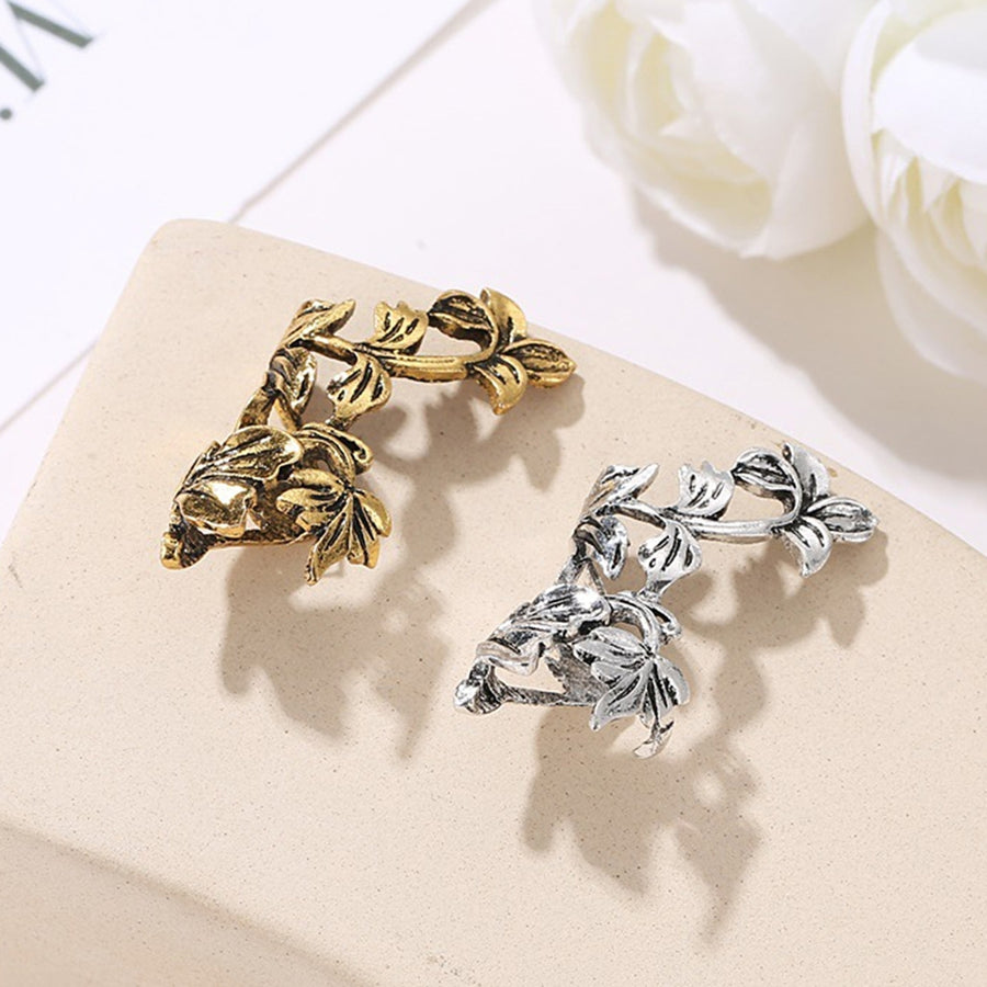 1 Pair Women Clip Earrings Hollow Out Leaf Jewelry Ear Bone Shape Fit Lightweight Ear Clips for Wedding Image 1