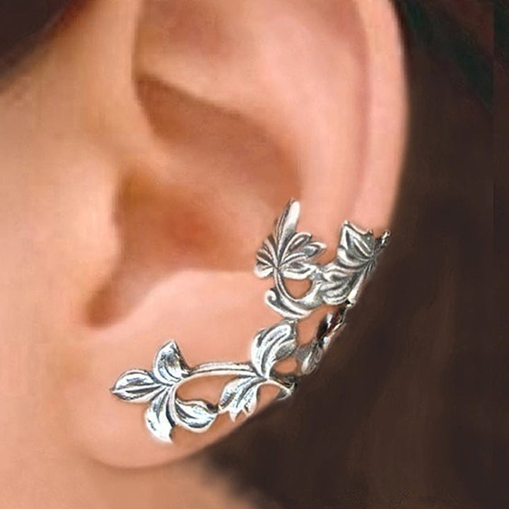 1 Pair Women Clip Earrings Hollow Out Leaf Jewelry Ear Bone Shape Fit Lightweight Ear Clips for Wedding Image 3