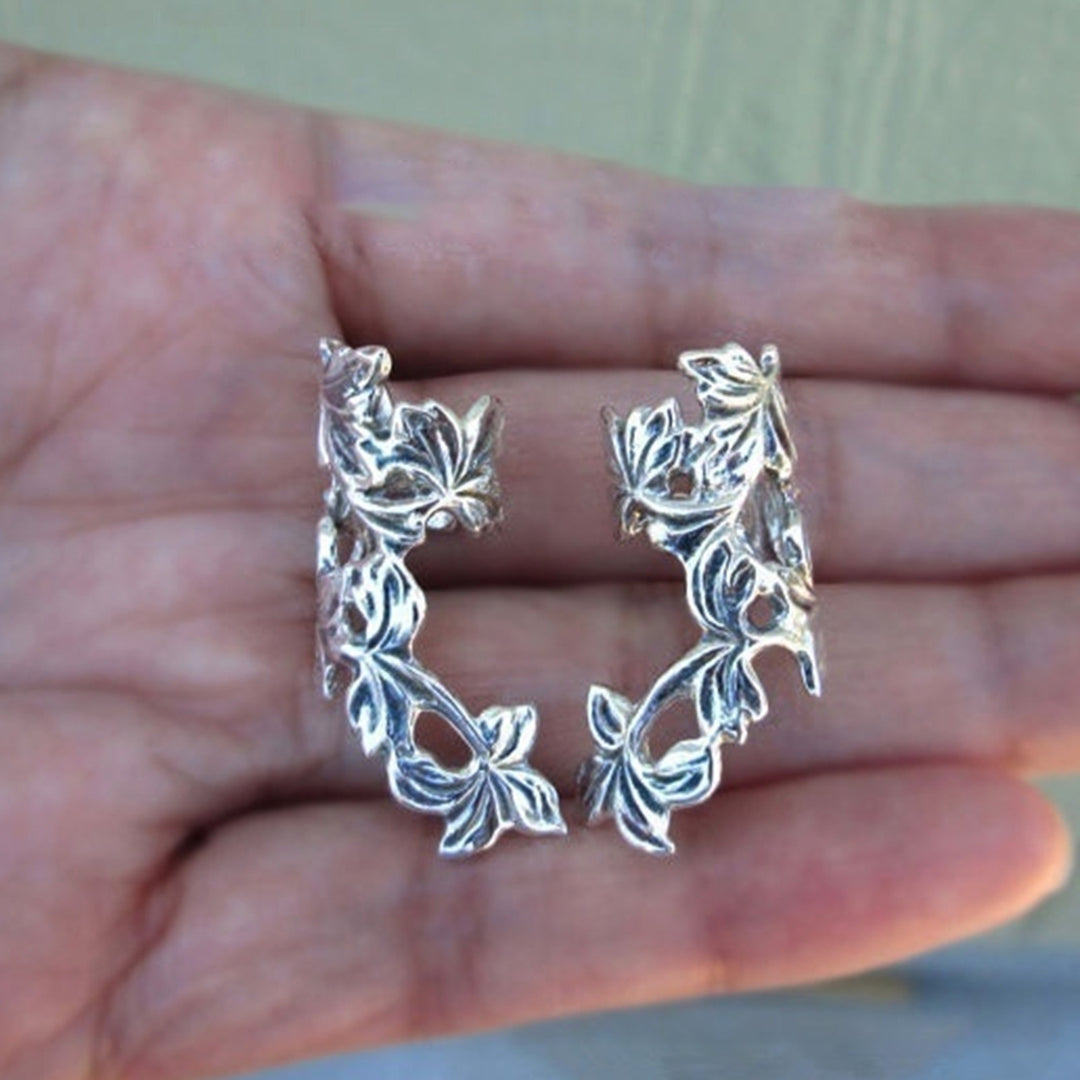 1 Pair Women Clip Earrings Hollow Out Leaf Jewelry Ear Bone Shape Fit Lightweight Ear Clips for Wedding Image 7