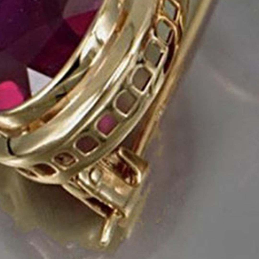1 Pair Red Rhinestone Women Earrings Oval Alloy Hollow Shiny Clip Earrings Wedding Jewelry Image 11