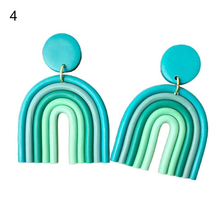 1 Pair Drop Earrings Geometric U Shape Colorful Polymer Clay All Match Bohemian Stud Earrings for Dating Image 6