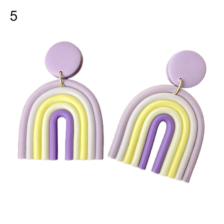 1 Pair Drop Earrings Geometric U Shape Colorful Polymer Clay All Match Bohemian Stud Earrings for Dating Image 7