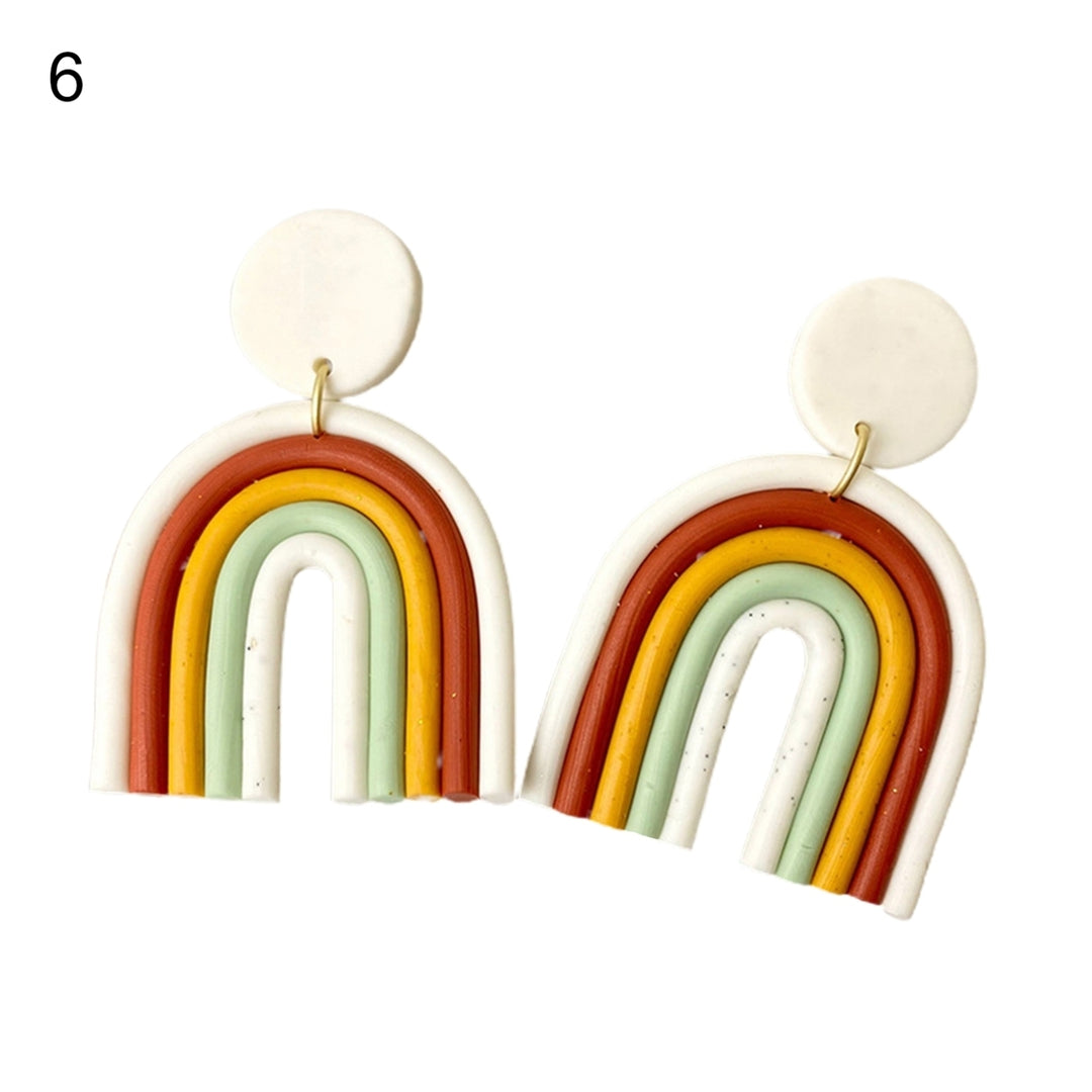1 Pair Drop Earrings Geometric U Shape Colorful Polymer Clay All Match Bohemian Stud Earrings for Dating Image 8