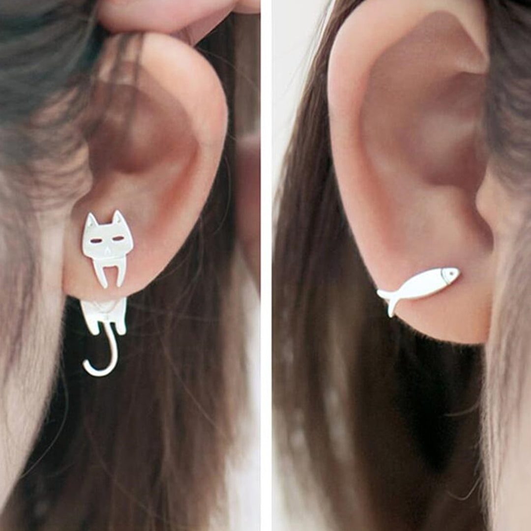 1 Pair Ear Studs Fish Shape Exquisite Jewelry All Match Lightweight Cute Stud Earrings for Dating Image 8