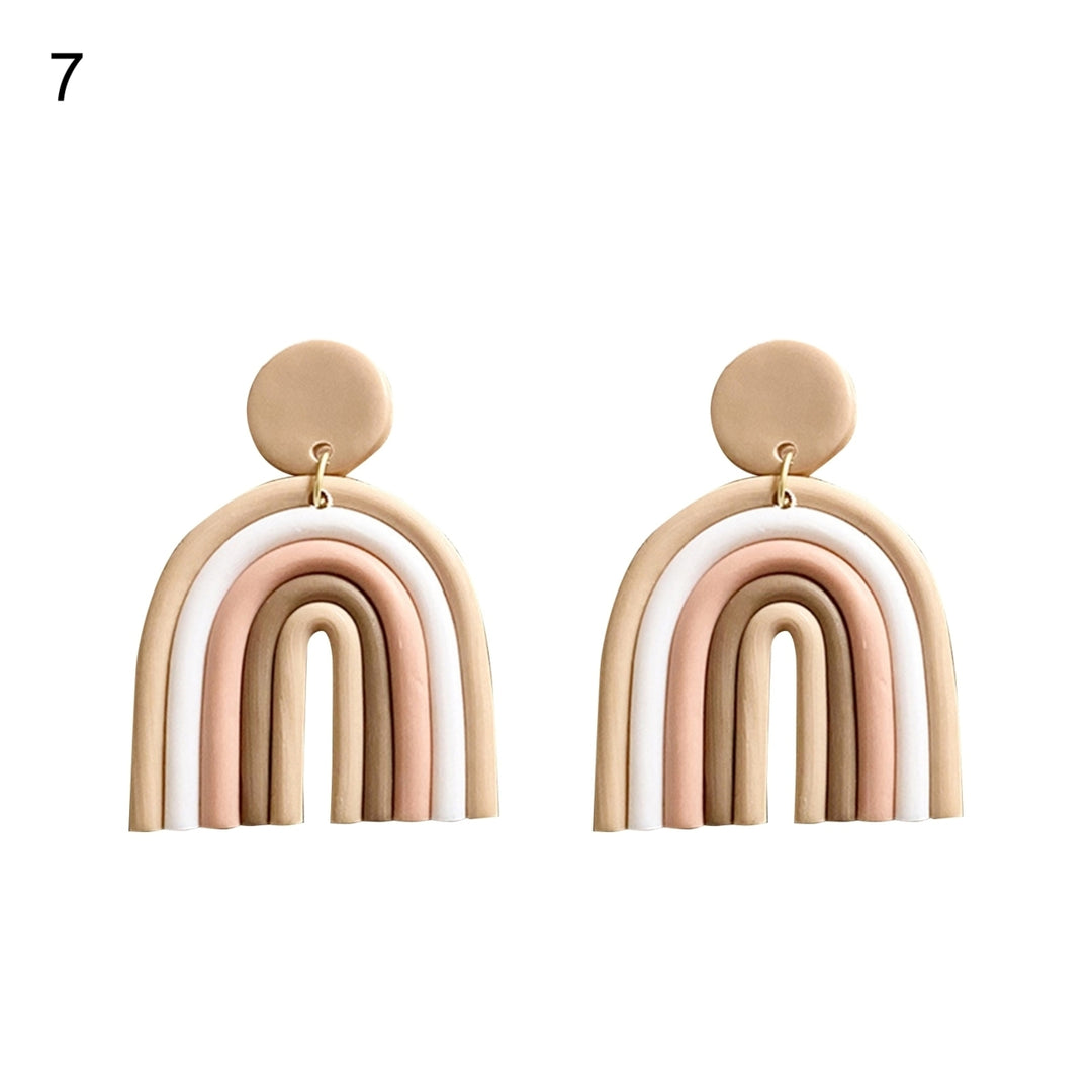 1 Pair Drop Earrings Geometric U Shape Colorful Polymer Clay All Match Bohemian Stud Earrings for Dating Image 9